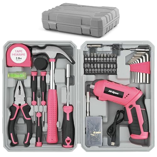 Hi-Spec 42pz Avvitatore Elettrico Rosa USB 4V & Set di