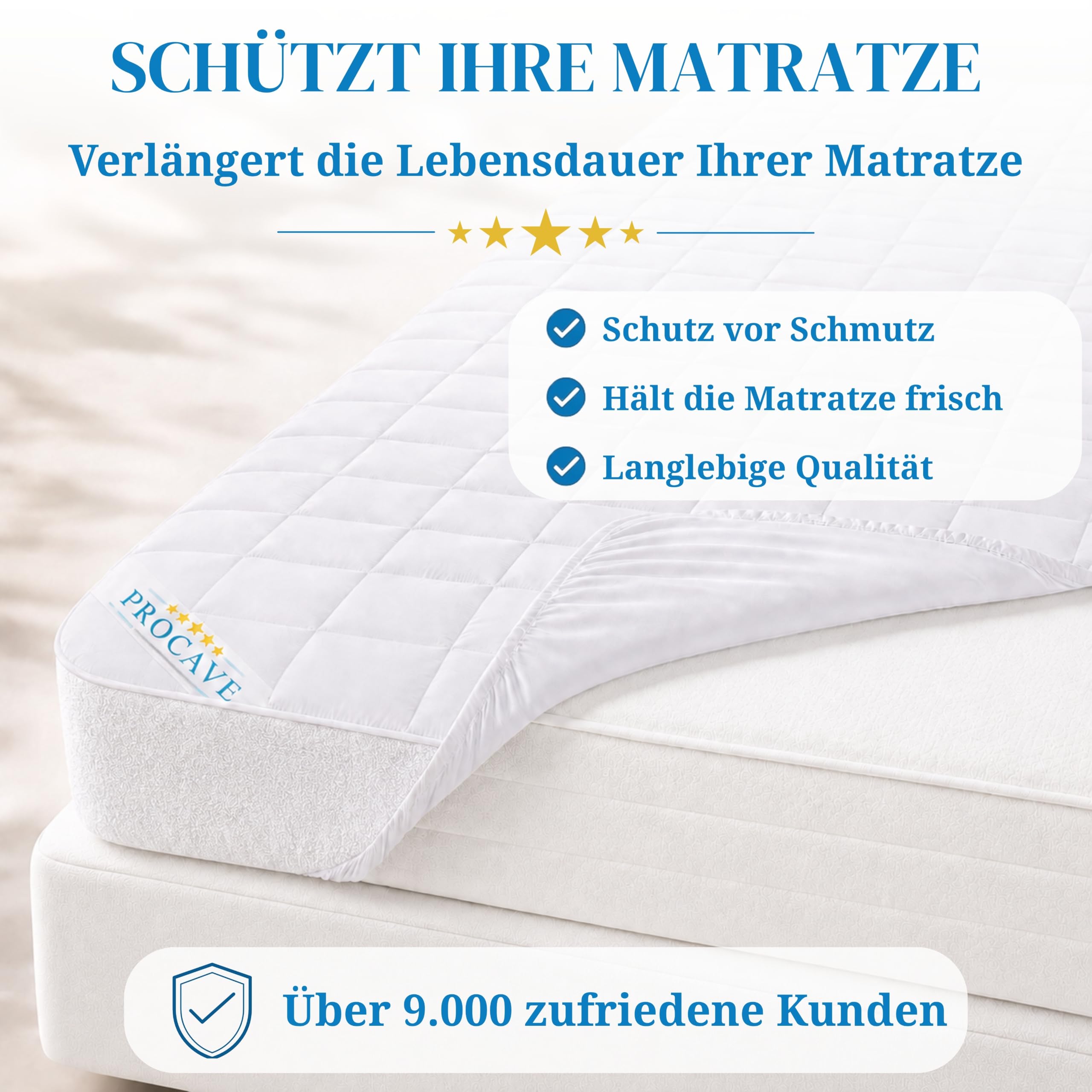 PROCAVE de Cubrecama Micro-Comfort con Borde gomado, Tela, weiß, 160 x 200 cm