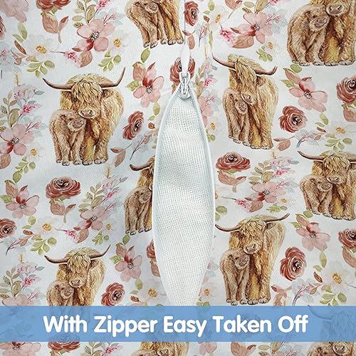 Miniatura 4 de KAINSY Funda de almohada de lactancia, funda de almohada de lactancia de vaca de las tierras altas, funda elástica extraíble para almohadas de