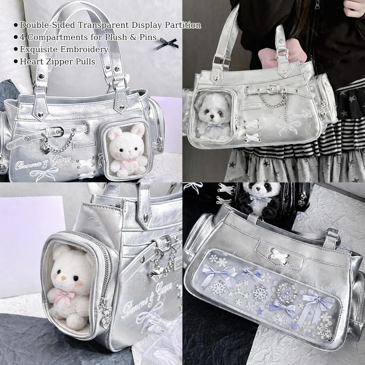 Banana & Guava Tote Ita Bag with 3-Sided Transparent Display Partition