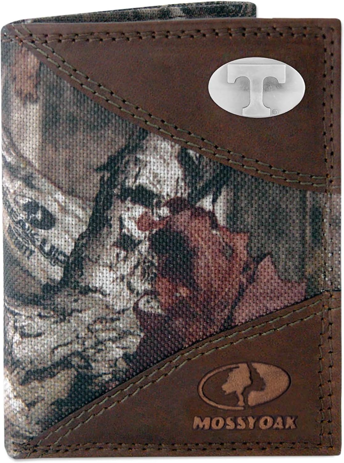 ZEP-PRO NCAA mens Zep-pro Mossy Oak Nylon and Leather Trifold Concho Wallet