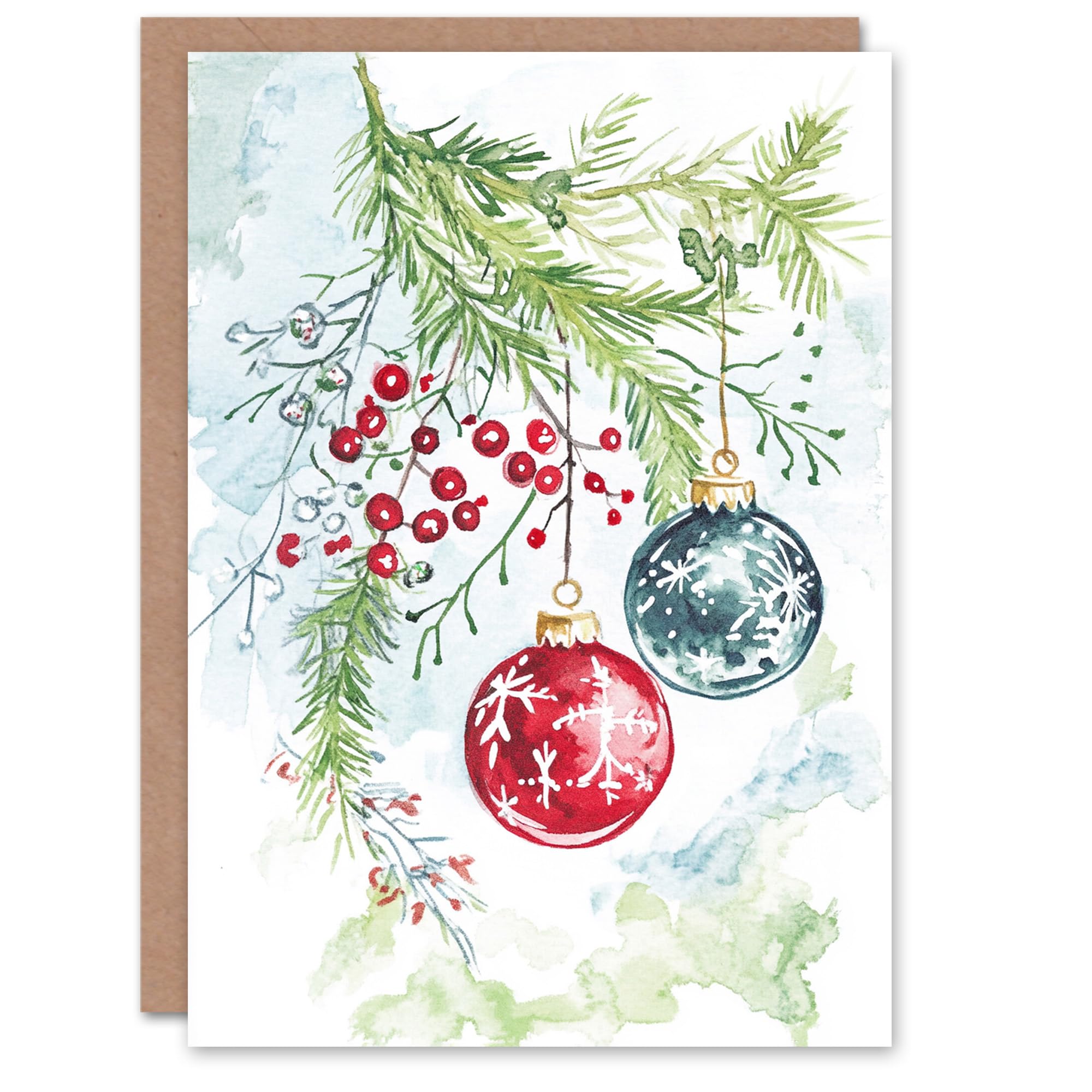 Artery8 Holly Mistletoe Baubles Blank For Him Or Her Art Xmas Festive Christmas Card