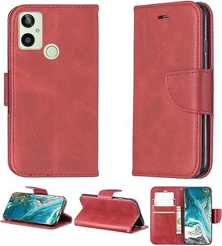 Kalley Silver C - Funda compatible con Kalley Silver C Phone Case Cover Flip Stand Cover PU Leather YZW Wallet Case Case Red