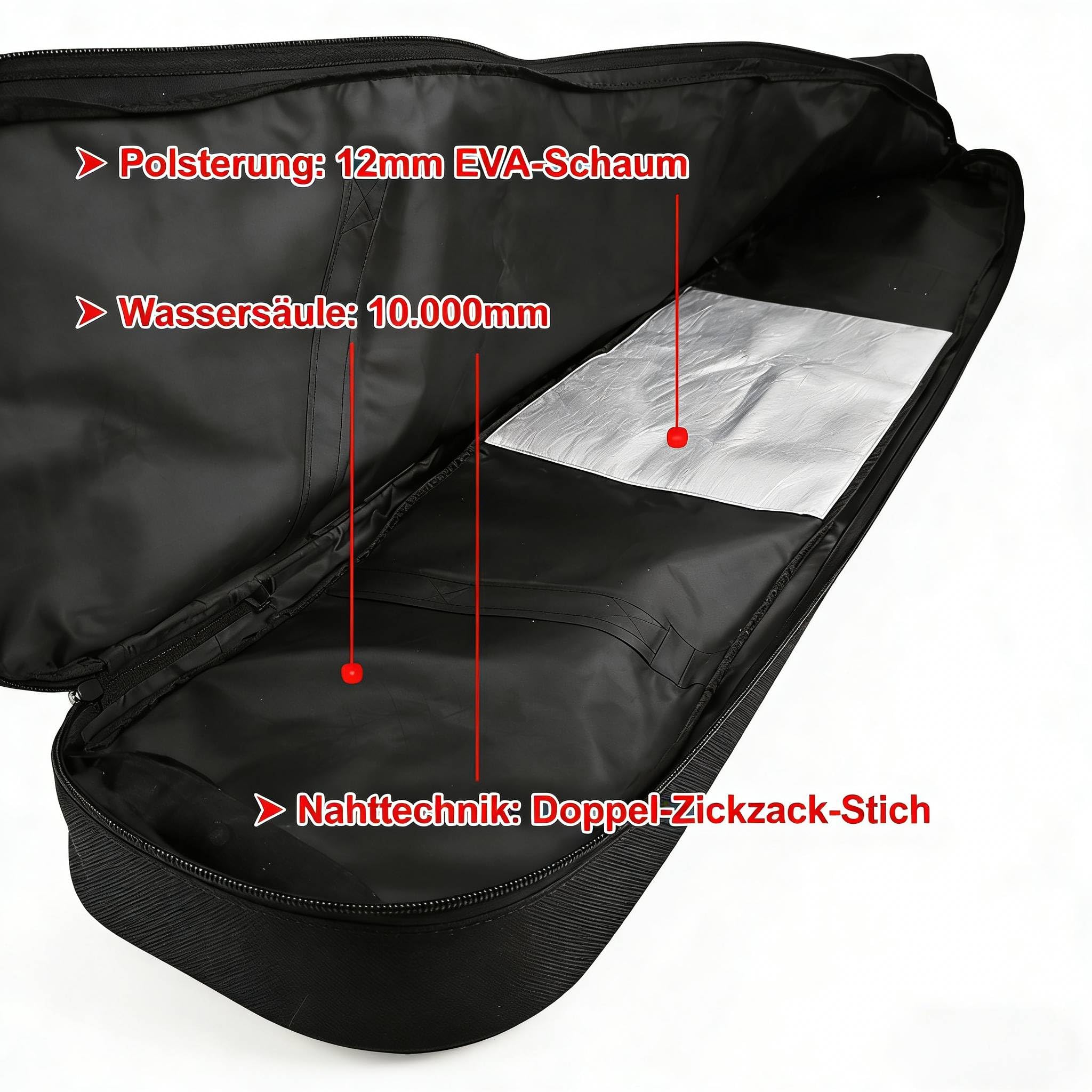 Zedelmaier Klassische Snowboardtasche 178 cm wasserdichte Boardtasche für Skisport Reißfeste Nylontasche Leicht Skier Tasche für Skireise und Skiferien