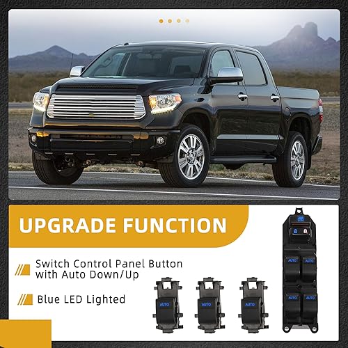 Miniatura 3 de Interruptor de ventana eléctrico maestro con luz LED azul, para Toyota Tundra 2007-2021, botón del panel de control del interruptor con