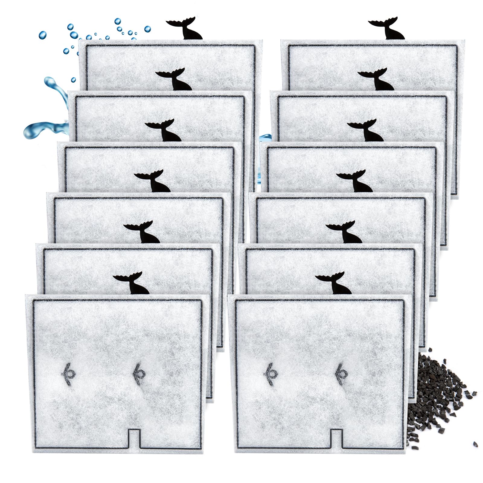 12 Pack Medium Replacement Filters Cartridges for QuietFlow LED PRO Power Filter Size 10 & E Internal Power Filter Size 20 & Zilla Size 20 Aquarium Filter