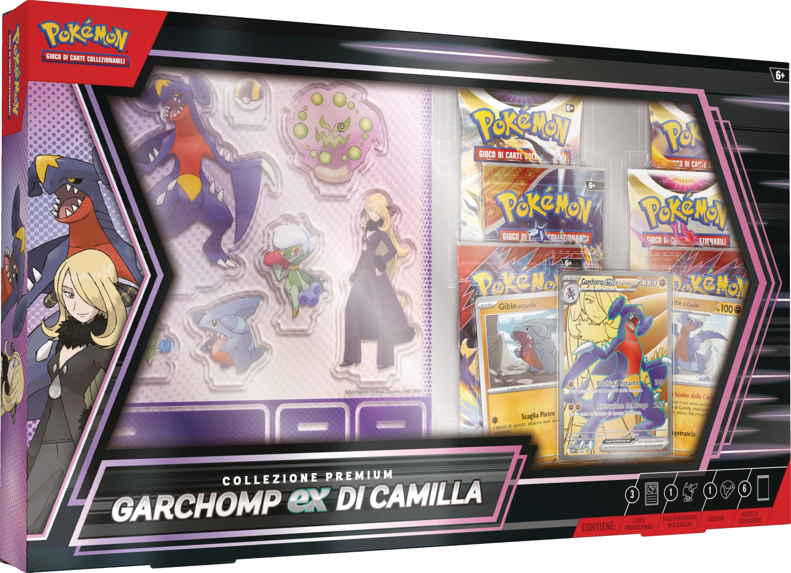 Pokémon GCC collezione premium Garchomp-ex di Camilla (tre carte olografiche e sei buste di espansione)
