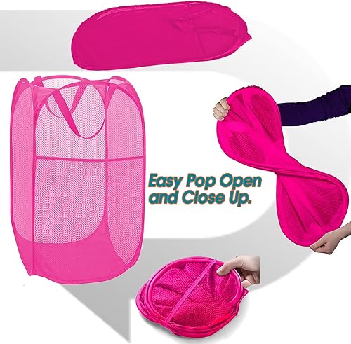 Miniatura 55 de BATTOO Cesta plegable de malla fuerte de lujo con bolsillo lateral plegable para lavandería, baño, habitación de los niños, dormitorio universitario