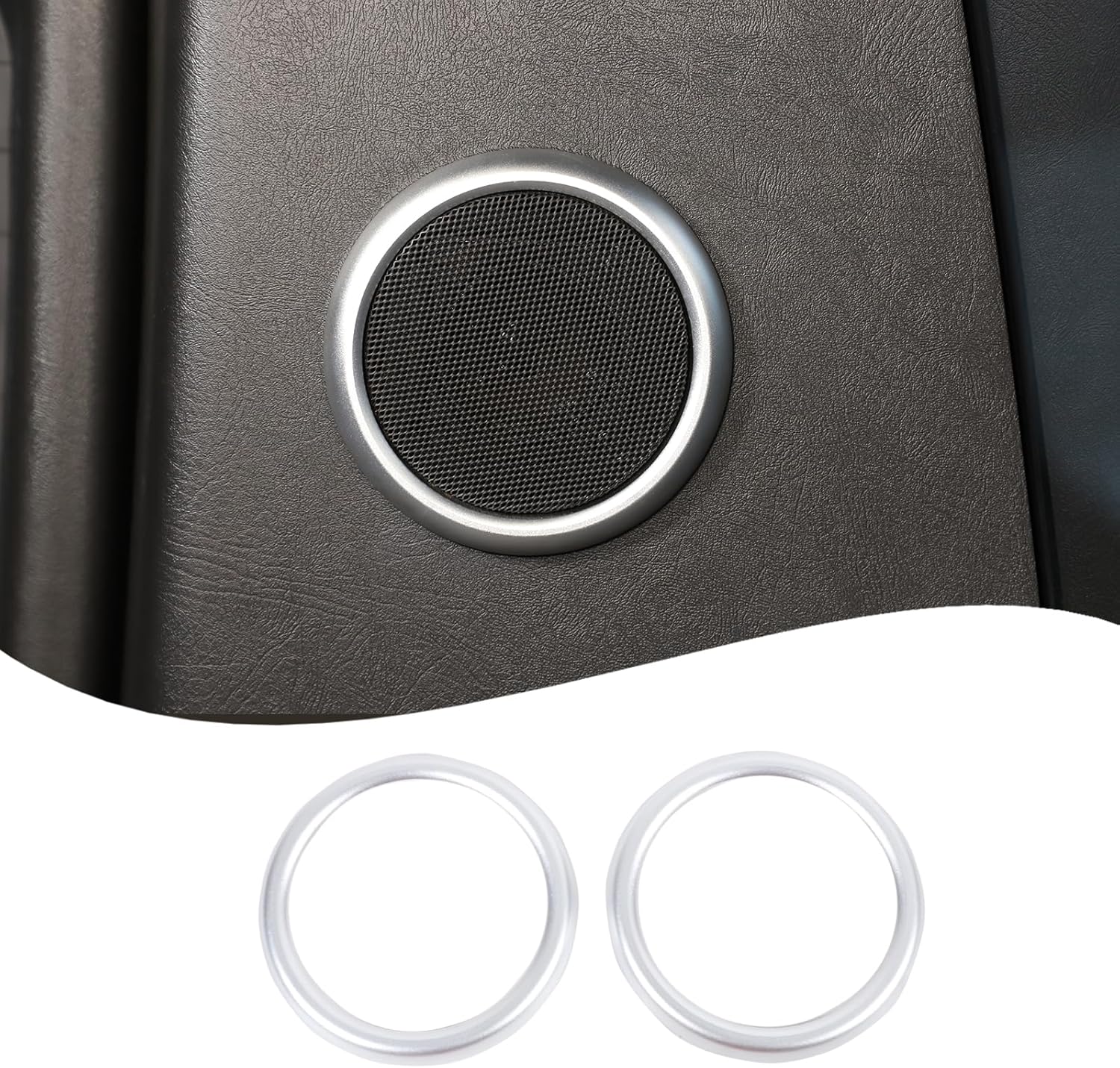 Lcojicep Car Trunk Tweeter Horn Mesh Cover Trim Compatible with Hummer H2 2003-2007，Aluminum Alloy Rear Trunk C-Pillar Speaker Decorative Ring Cover Interior Accessories (Silver)