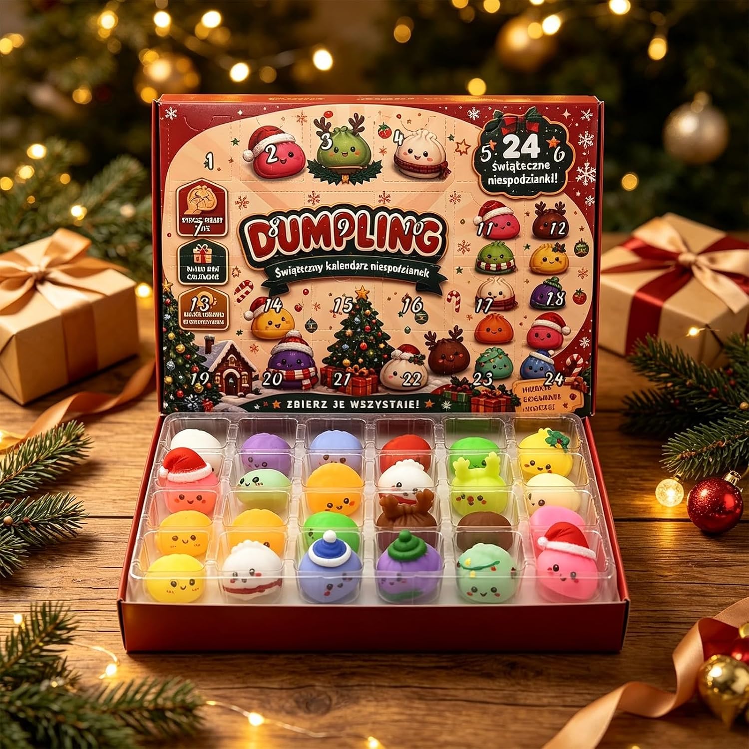 Calendrier de l'Avent 2026 avec 24 Figurines de Dumpling de Noël