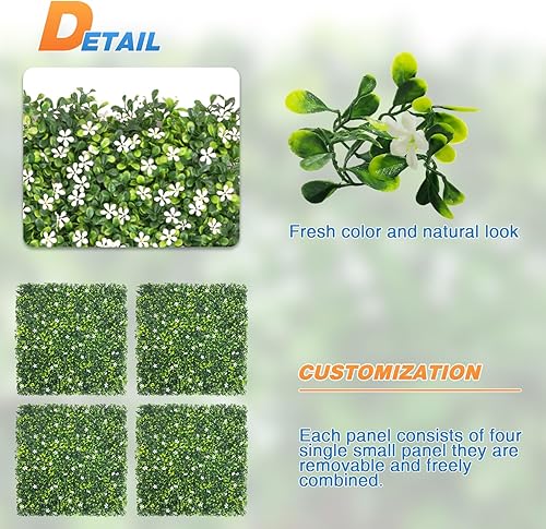 Miniatura 9 de TANG 1 panel de plantas artificiales 3D mezcladas de 40 x 40 pulgadas, estilo 5 telón de fondo de boda, paneles de pared de hierba perenne, pared de