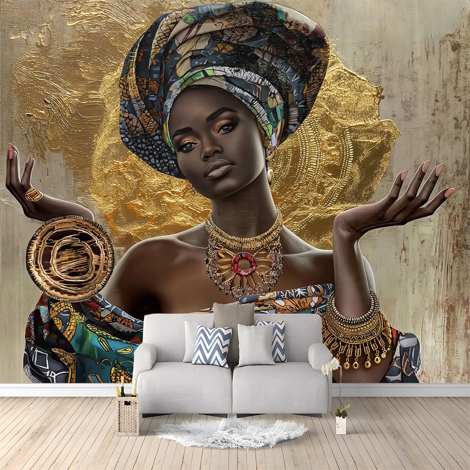 Figura De Mujer Africana En Rojo|Cuadros Splash