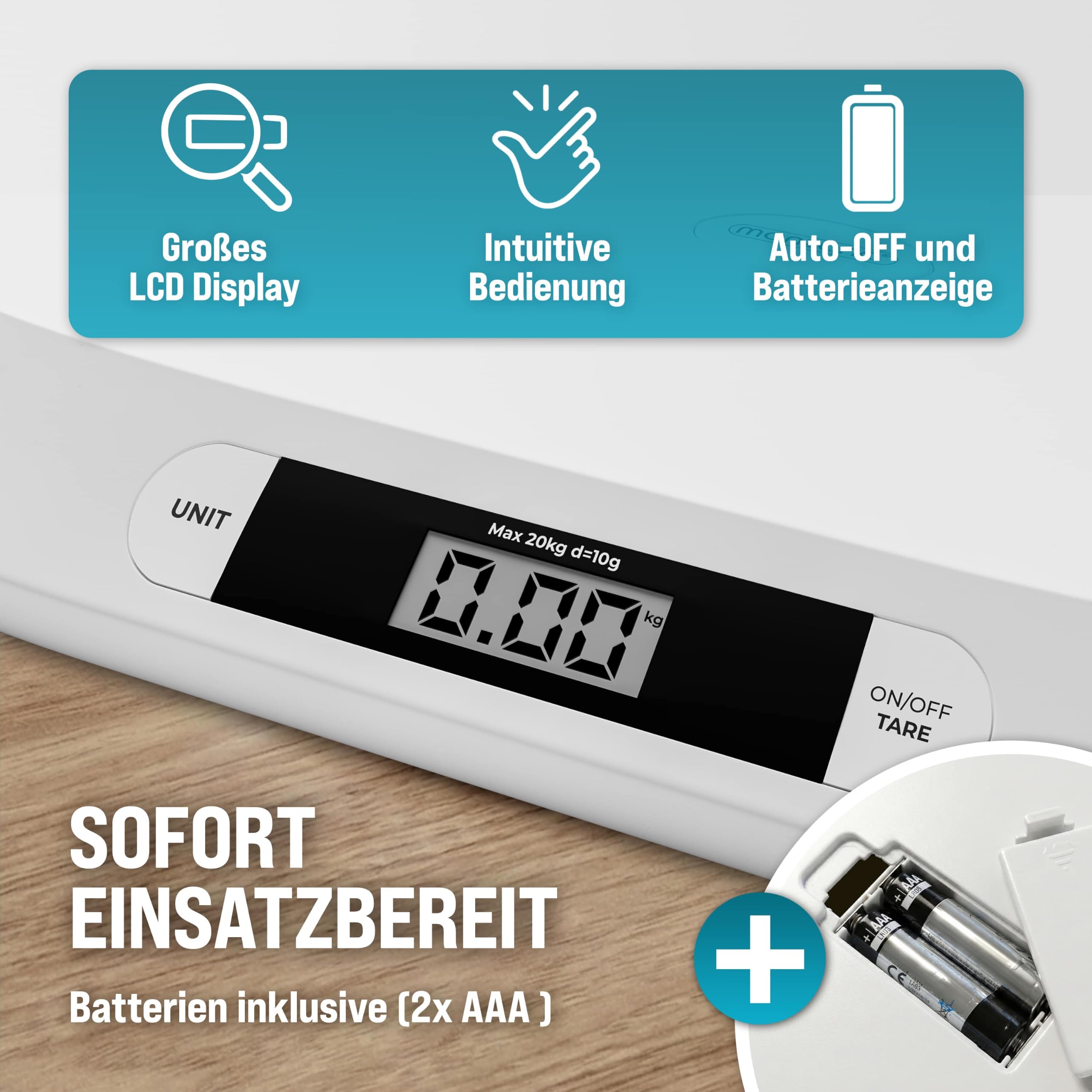 MONZANA® Digitale Babywaage bis 20 kg Säuglingswaage mit Tara-Funktion - Große Liegefläche LCD-Display Stillwaage Holdfunktion Hunde & Katzen Kleintiere