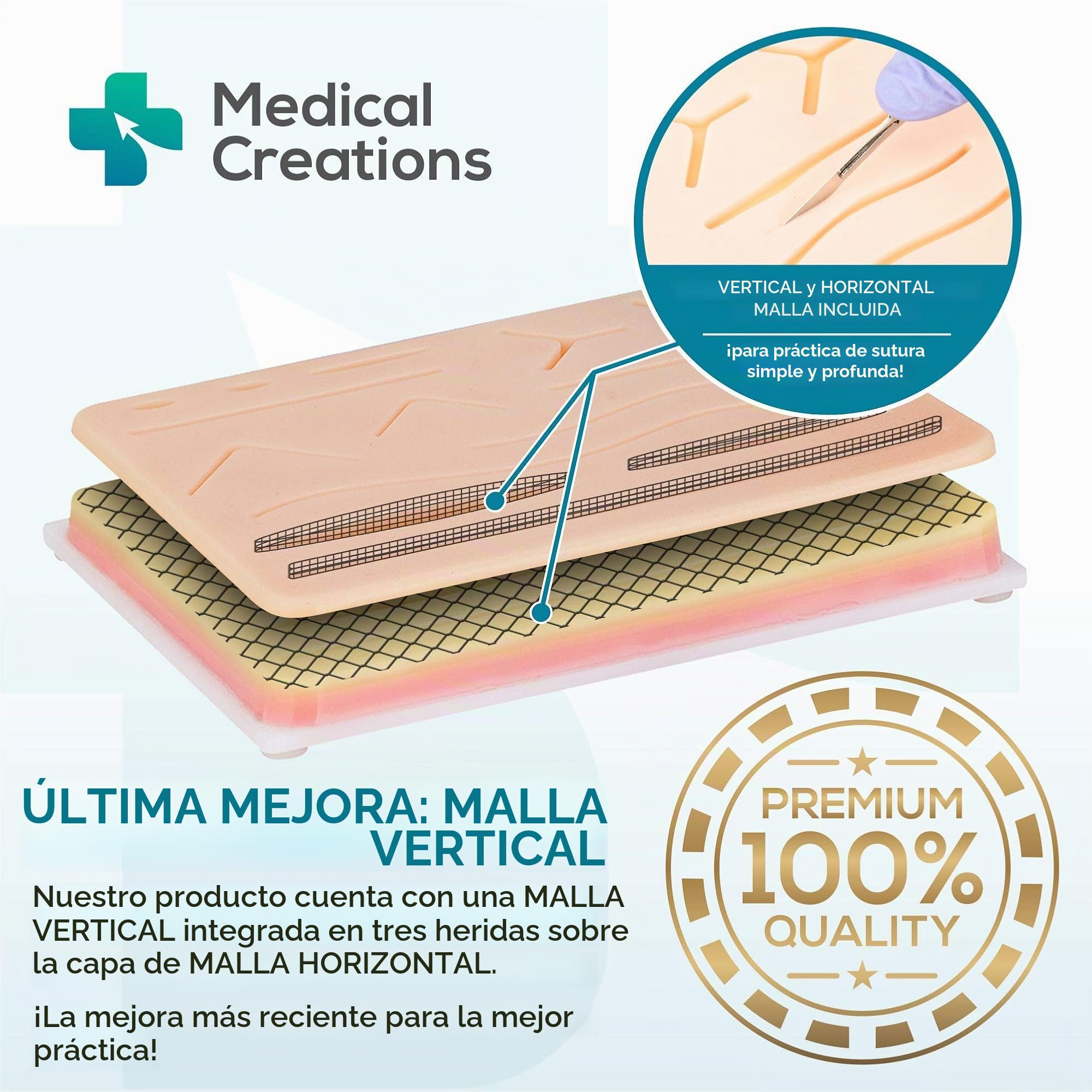 Kit práctico de sutura con Guía de Entrenamiento en formato Ebook: Almohadilla de Sutura Reutilizable de Silicona con Kit de Herramientas – para Estudiantes de Medicina, Enfermería y Veterinaria