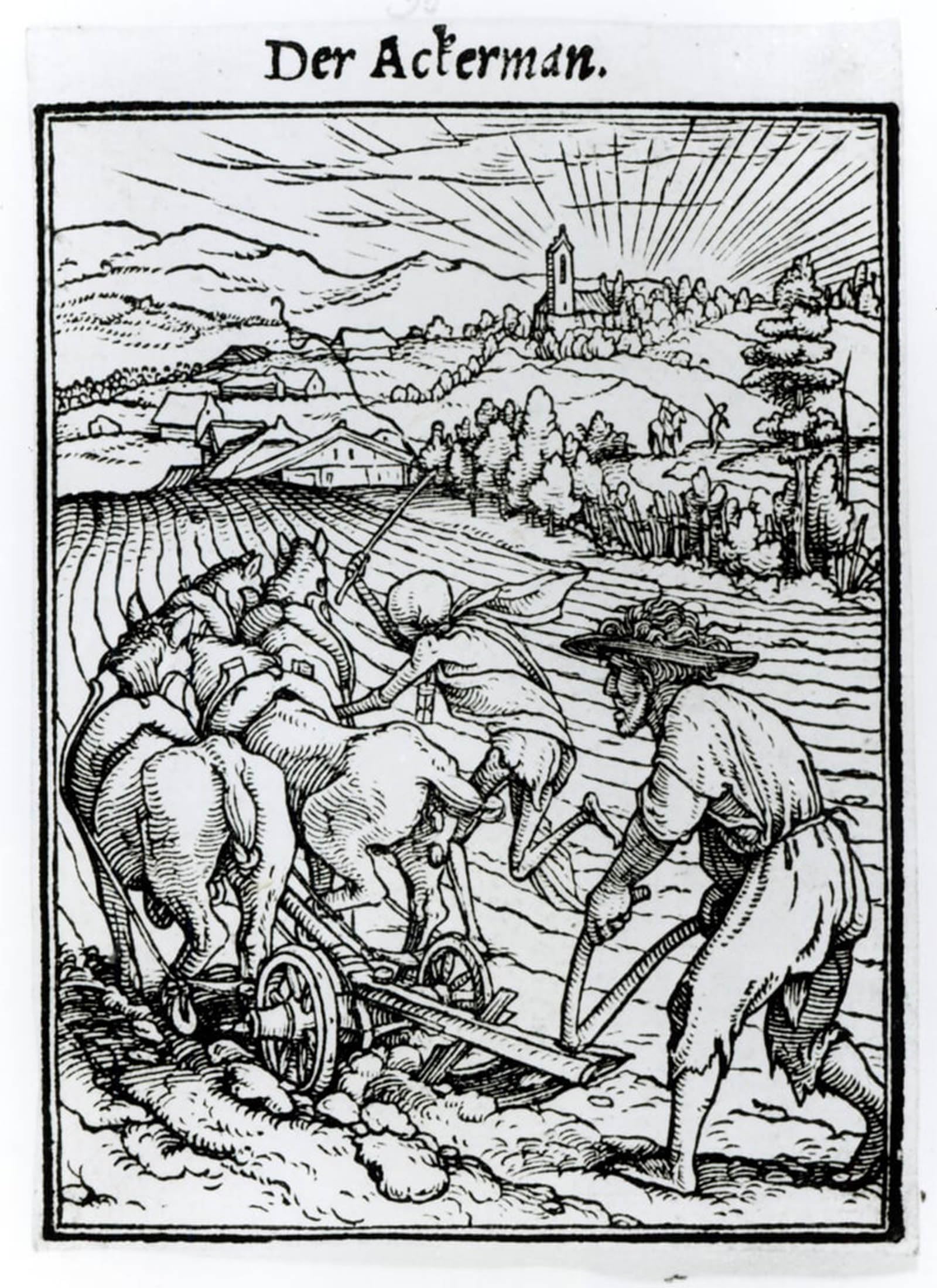 SERENDIPITP Vintage Picture Print on Canvas Wall Art Poster Death and the Ploughman by Hans Holbein Der Jüngere Artwork Print Poster for Wall Decor 60x90cm