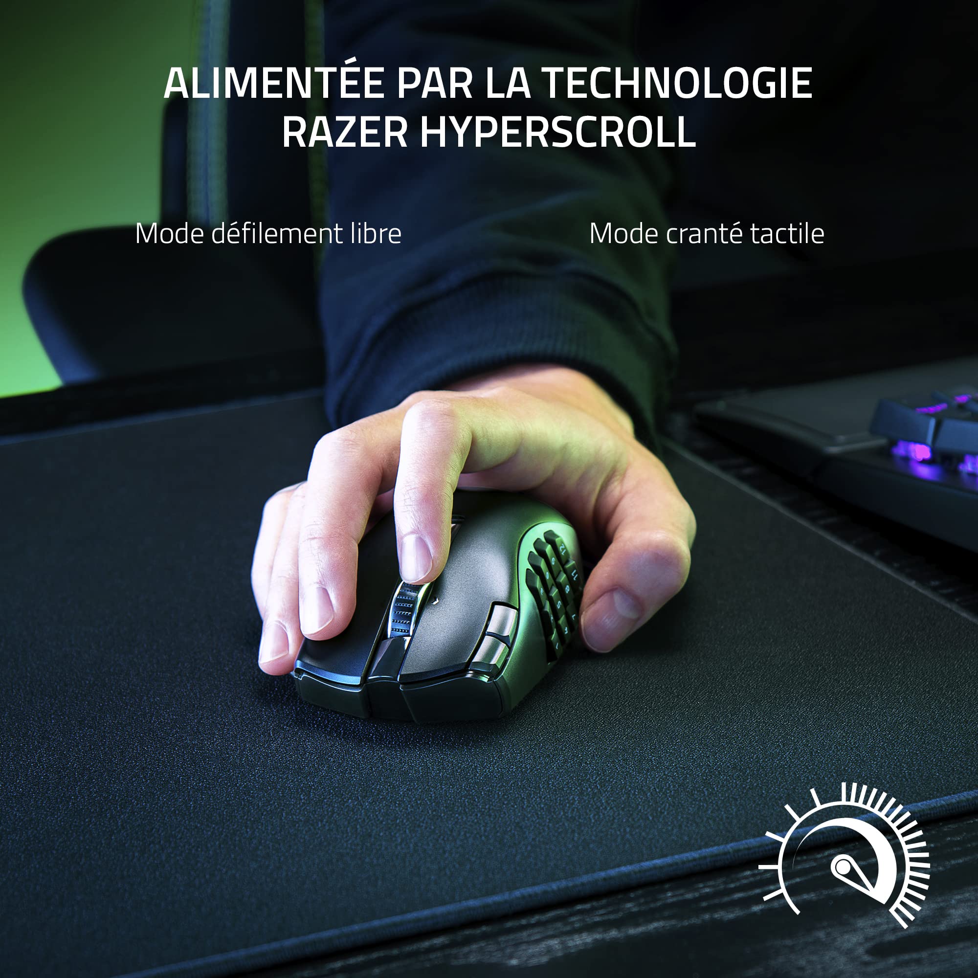 Razer Naga V2 HyperSpeed - Souris de Jeu MMO sans Fil Ergonomique (avec 19 Boutons programmables, sans Fil HyperSpeed (2,4 GHz), Bluetooth, jusqu'à 250 Heures, capteur Optique Focus Pro 30K) Noir