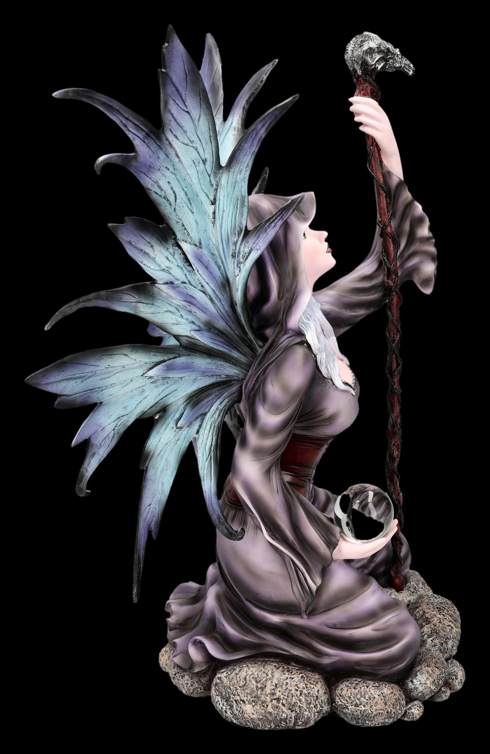 Figuren Shop GmbH Figura dell'elfo - Aeraluna, fata magica dell'aria, decorazione fantasy dipinta a mano (38,5 cm) - Tales of Aurelion Collection - Idea regalo per gli appassionati di magia dell'aria