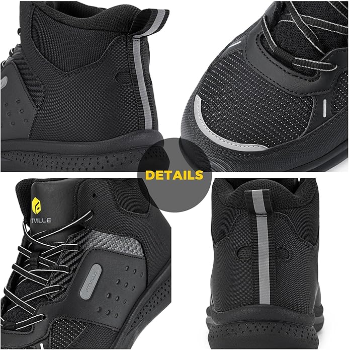 FitVille Wide Work Boots for Men Composite Toe Safety Work Shoes Slip-Resistant Work Boots Waterproof Lightweight - SteelCore