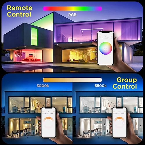 Miniatura 6 de TALOYA Funciona con Apple Homekit - Lámpara de techo LED de montaje empotrado, 18 pulgadas, 40 W, luz de techo inteligente regulable con