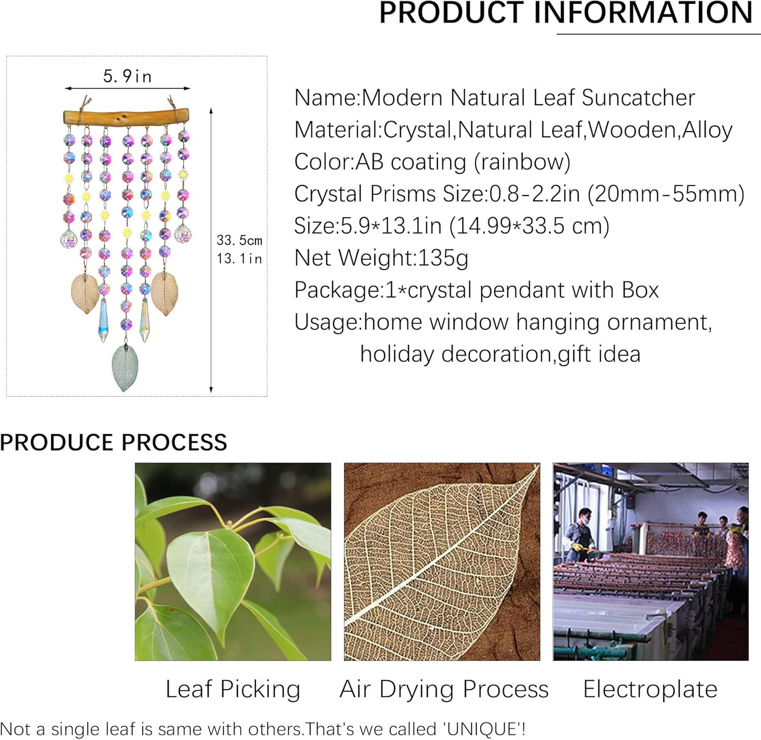 Crystal Leaf Suncatcher and Cardinal Memeorial Wind Chimes for Home Garden Decor Gift