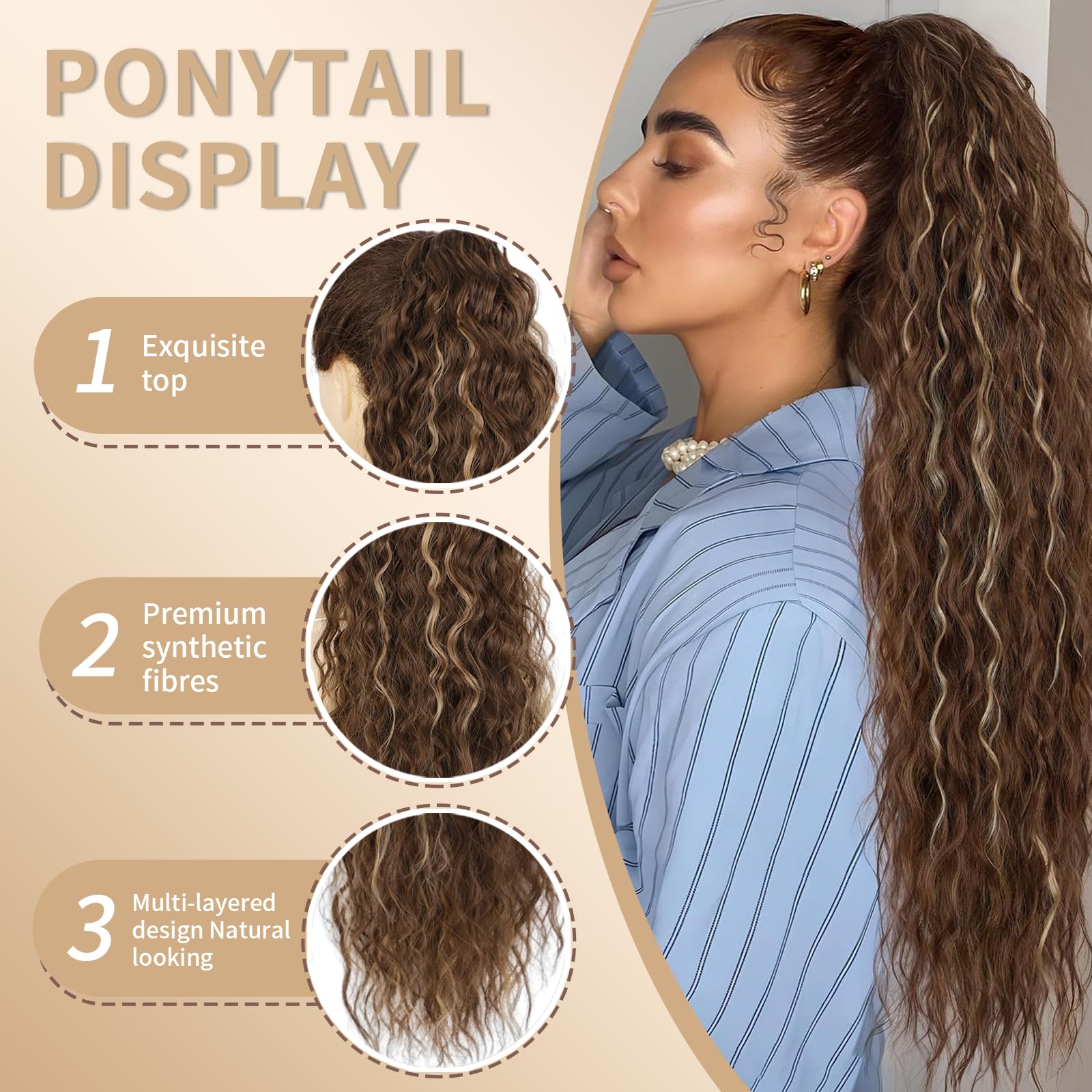 Humistwbiu Claw Clip Ponytail Extension for Women 30 Inch Long Ponytail Hair Piece Wavy Curly Synthetic Hairpieces - Image 3