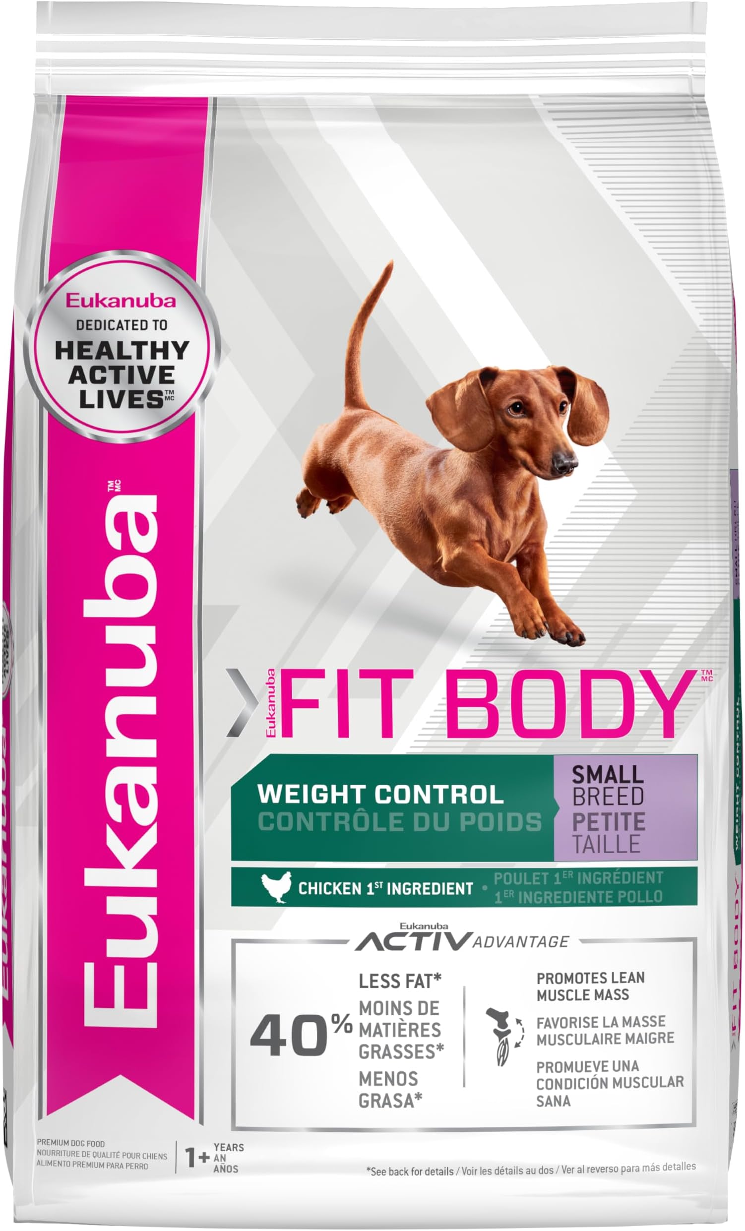 Fit Body Weight Control Small Breed Adult Dry Dog Food, 15 lb Bag