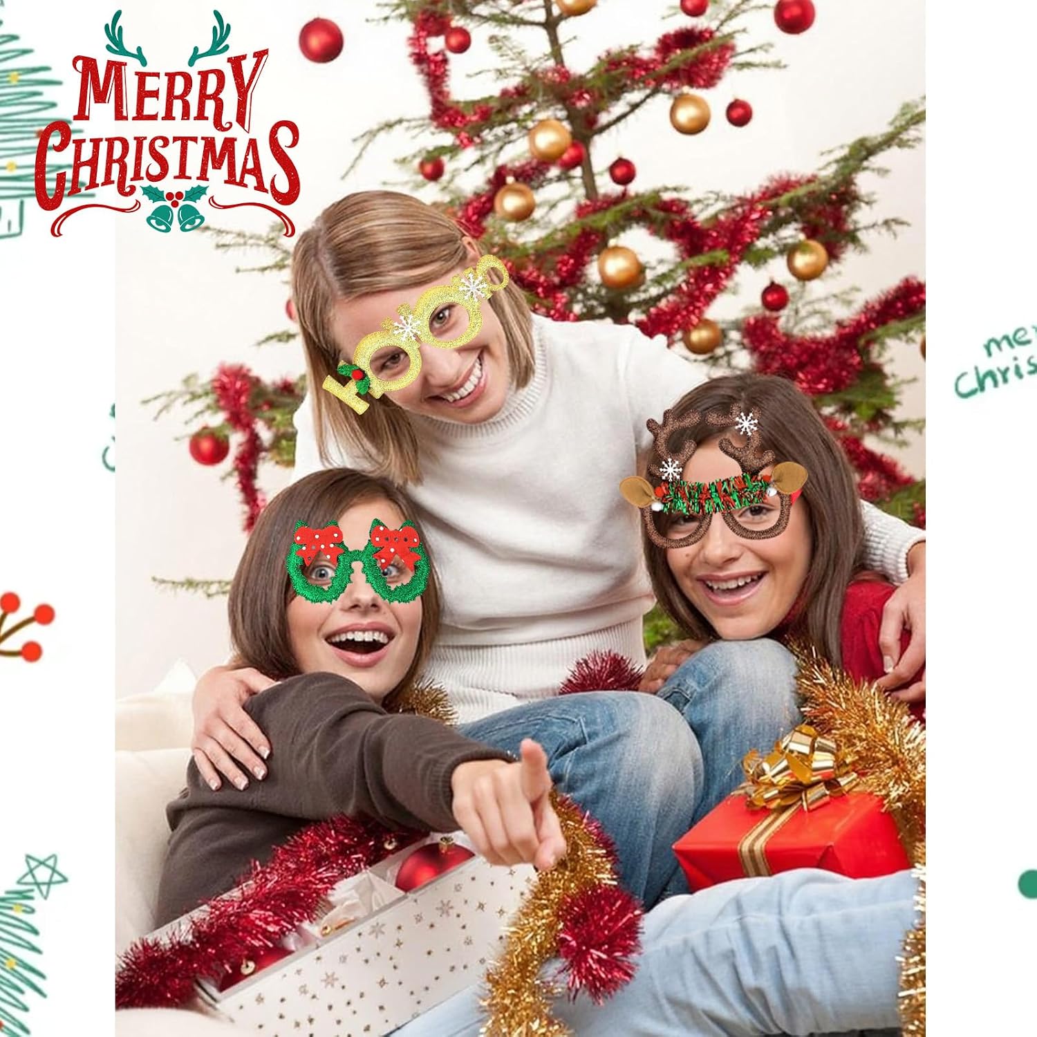 Semato Funny Christmas Glasses Christmas Decorations Accessories Holiday Party Glasses for Photo Props Favors