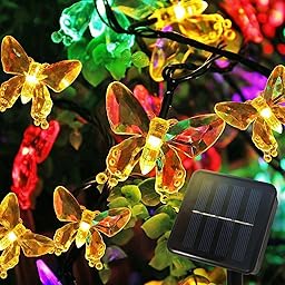 Guirlande Lumineuse Solaire Extérieure Papillon, 8M 40 LED avec Câble de 2M, 8 Modes, Étanche IP67 pour Jardin, Balcon, Terrasse, Arbre, Fête
