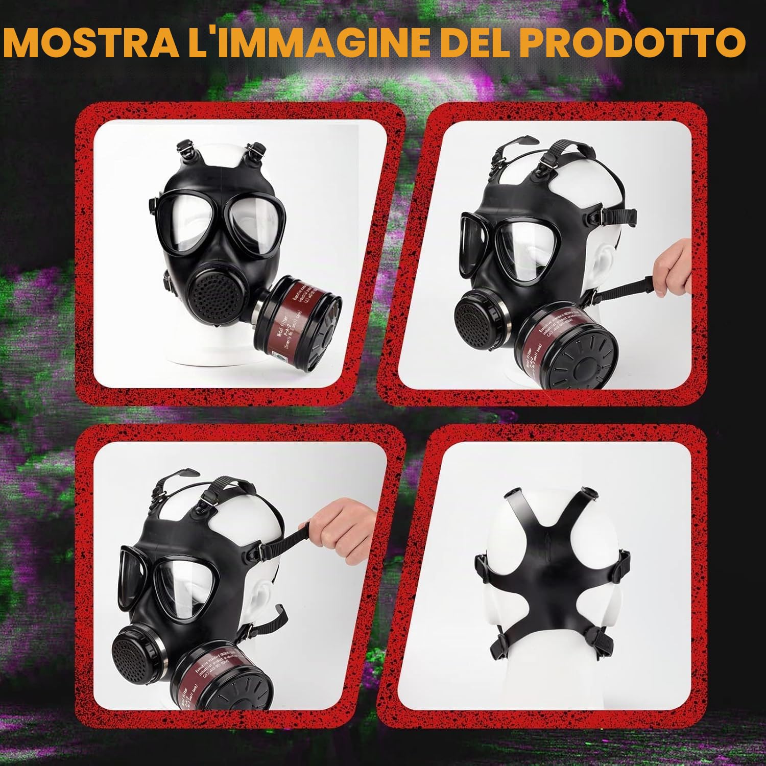 Maschera antigas con filtro, maschera respiratoria riutilizzabile anti-polvere per levigatura, lavori di costruzione, verniciatura a spruzzo, prodotti chimici, taglio, lucidatura a macchina