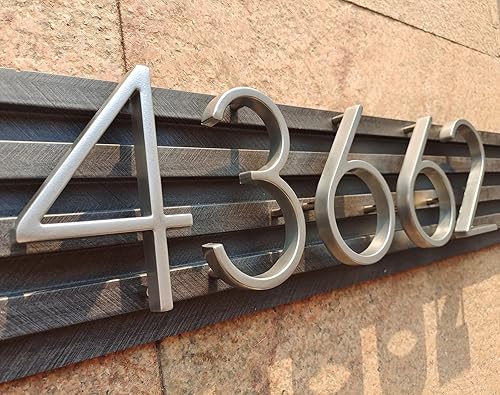 Vista 163 de Metal Numbers for House Outside, 5 Inch Modern House Numbers, DIY Floating Address Numbers with Screws, Rust Free Zinc Alloy, Silver Number 5