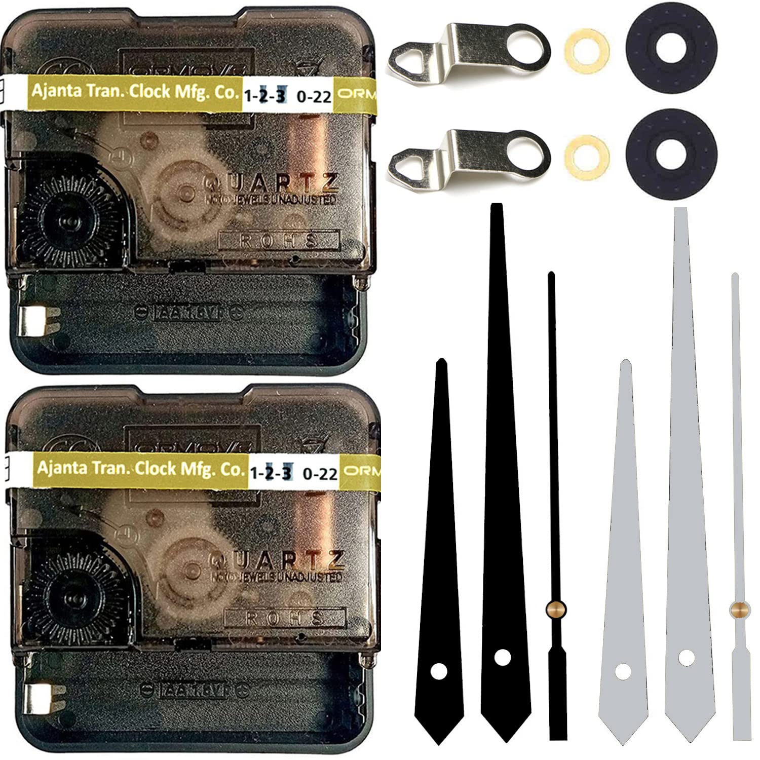 Combo of 2 Ajanta Mfg. Battery Operated Plastic Ticking Wall Clock Movement Machine with Hands 12MM(Needles : Antique Balck,Silver) (Pack 01)-image-40