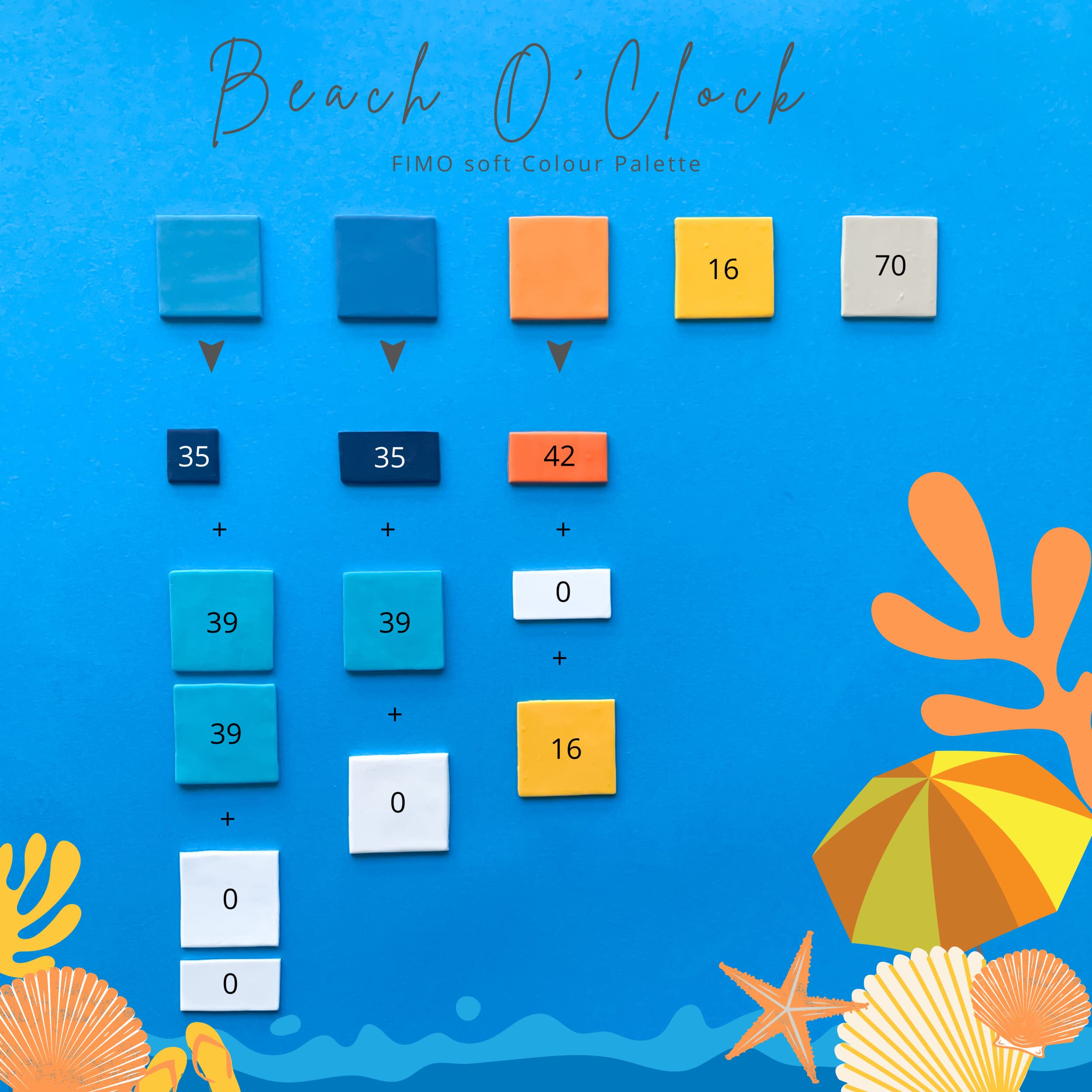 Fimo FIMO Soft & Effect Polymer-Ofen-Modelliermasse – 57 g – 8er-Set – The Beach O'Clock Collection