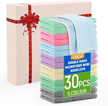 Double Side Non Scratch Wire Dishcloth 30pcs-Multipurpose Wire Dishwashing Rags Wire Mesh Cleaning Cloth,Kitchen Towels and Dishcloths Sets Microfiber Cloth for Cleaning Pans Sinks & Cookware