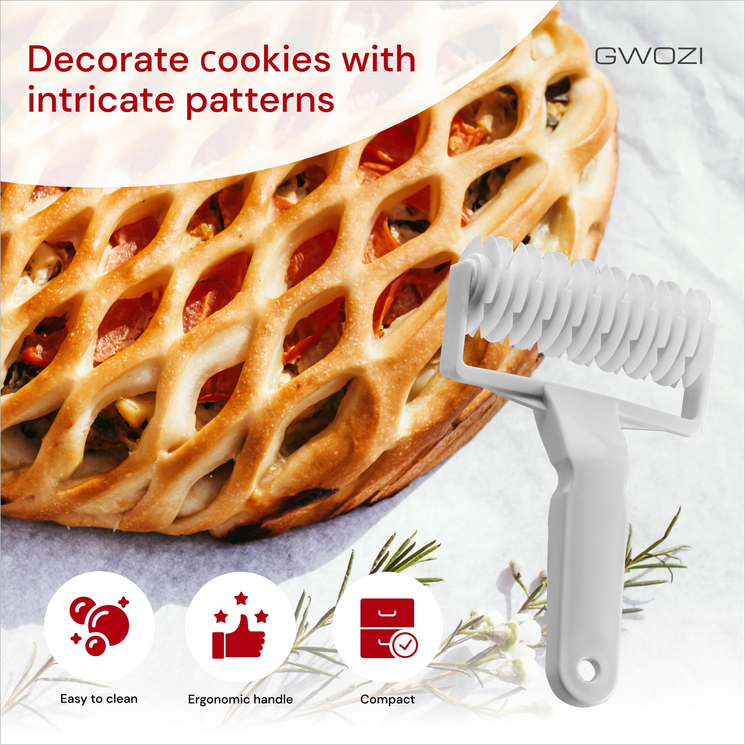 Lattice Pastry Cutter - Plastic Dough Lattice Cutter 7.87x4.92 Inches - Pastry Lattice Roller Cutter for Time-Saver Kitchen - Rolling Lattice Cutter for Cooking Pizza, Bread