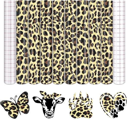 Miniatura 16 de Tintnut Vinilo permanente – 10 hojas de 12 x 10 pulgadas, hojas de vinilo adhesivo permanente de leopardo arcoíris, vinilo adhesivo permanente