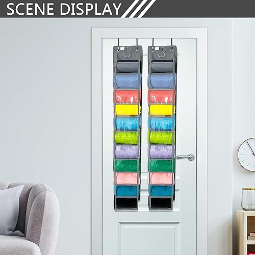 Miniatura 2 de zebricolo, Organizador colgante de armario, 24 bolsillos más grandes, organizador de leggings, ganchos de metal gruesos, organizador de leggings