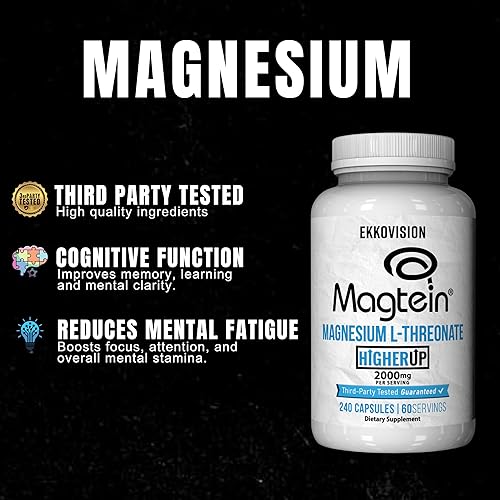 Miniatura 2 de Ekkovision Magtein L-treonato de magnesio, soporte de memoria y función cognitiva, suplemento de magnesio con minerales esenciales para hombres