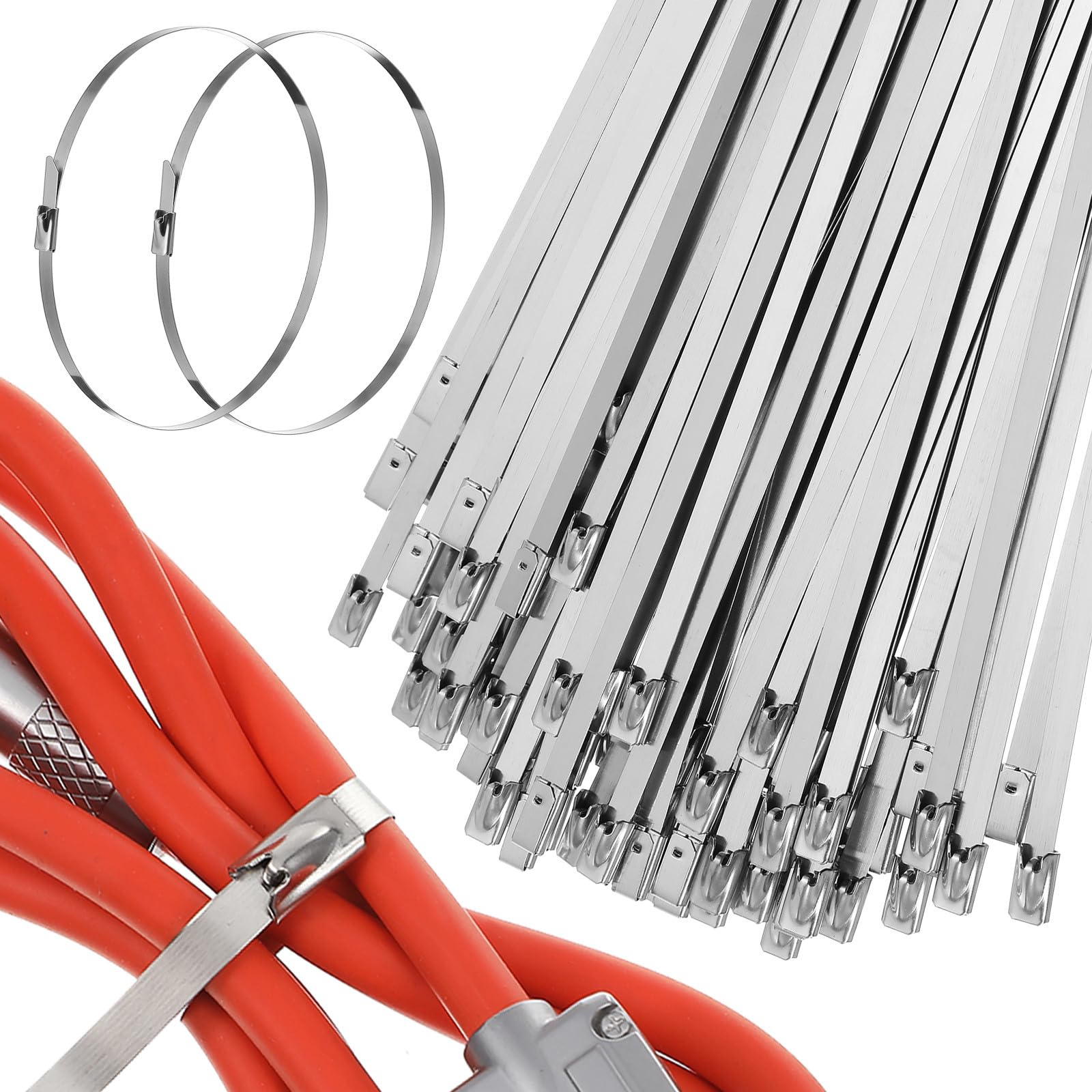 POPETPOP Bridas Metálicas 500 de Acero Inoxidable de Pack de 500 Piezas Resistentes y Firmes para Cables y Maquinaria para Uso Industrial y Doméstico