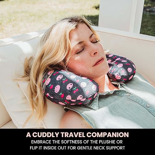 Miniatura 5 de Surreal Entertainment Sanrio Kuromi - Almohada reversible para el cuello y felpa para adultos, esenciales de viaje para un apoyo extra cómodo en