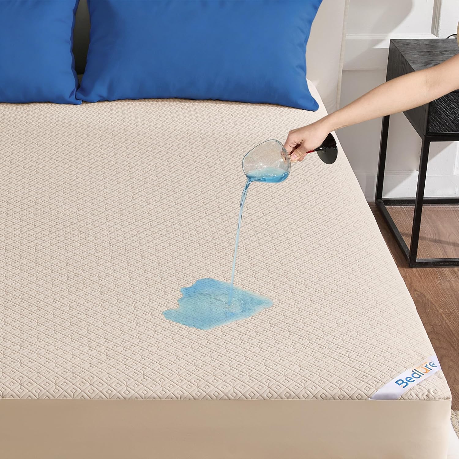 BEDLORE Twin XL Size Mattress Protector, Waterproof Noiseless Mattress Cover with Stretchable Pockets for 6-15 inches Mattress, Soft Breathable Mattress Pad for College Dorm (Beige)