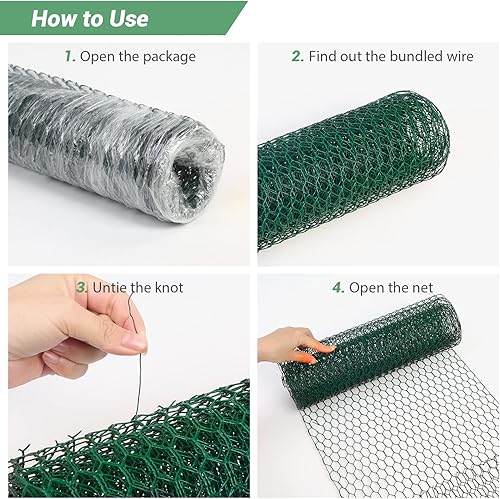 Miniatura 6 de Valla de alambre de pollo para manualidades, 13.78 x 118 pulgadas, malla de alambre hexagonal galvanizada ligera para pollo, malla de alambre de