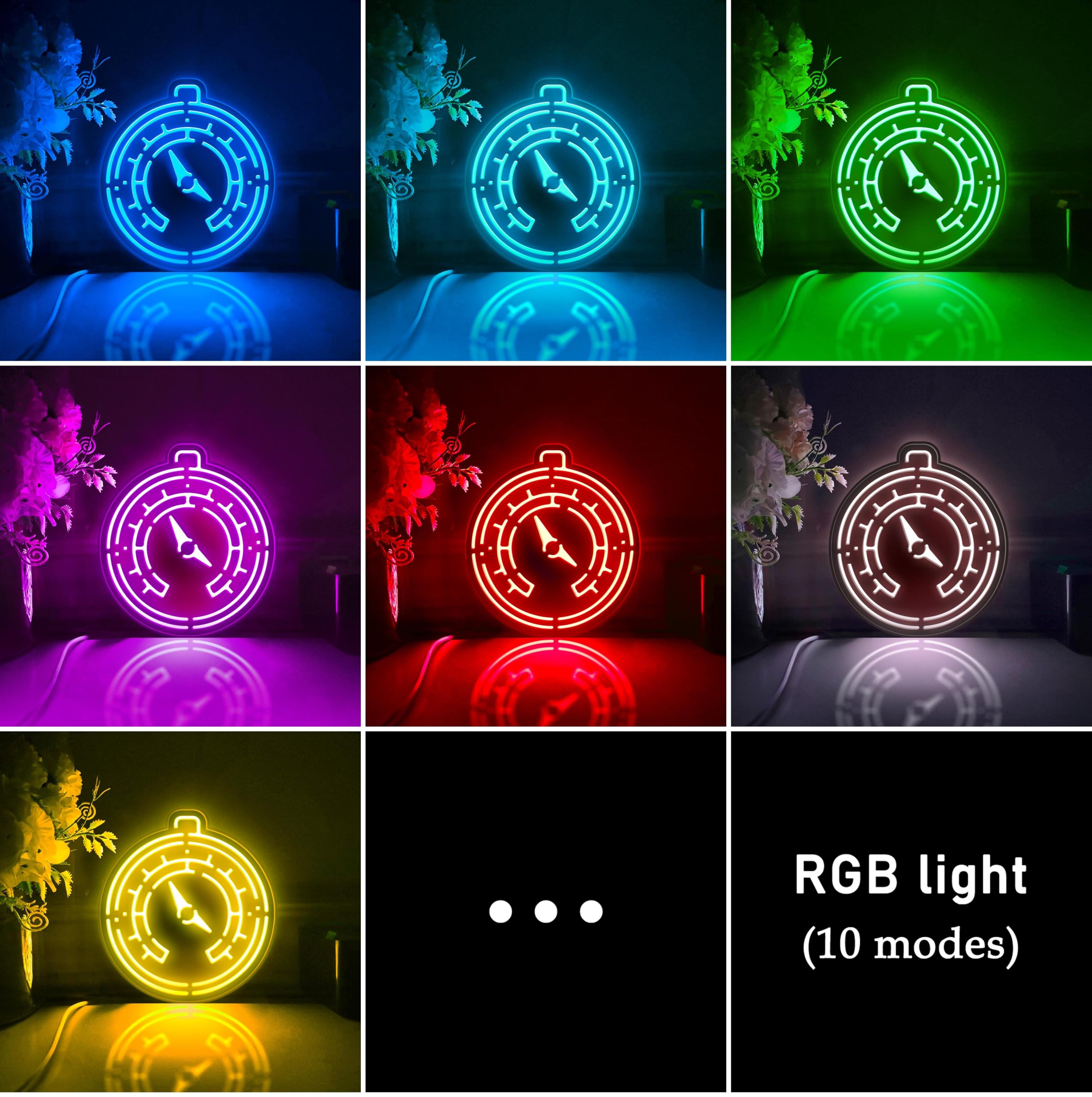 Caja de luz LED barómetro, herramienta de medición científica, decoración de pared, letrero de luz, decoración de escritorio, regalo para entusiastas de la ciencia (RGB Light, tamaño mediano)