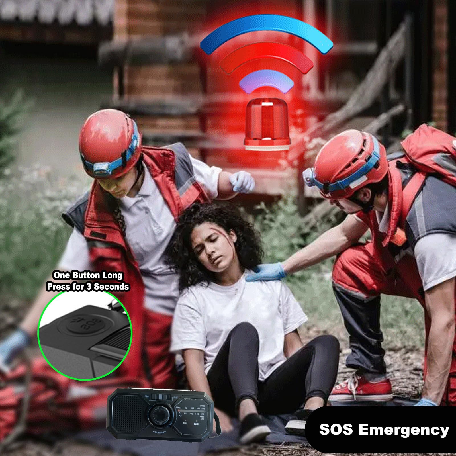 Radio de iluminación de manivela: Linterna LED multifunción, Recarga Solar y dinámica | Radio FM portátil, Cargador de Emergencia USB, Ideal para Acampar, Senderismo, apagones y Supervivencia