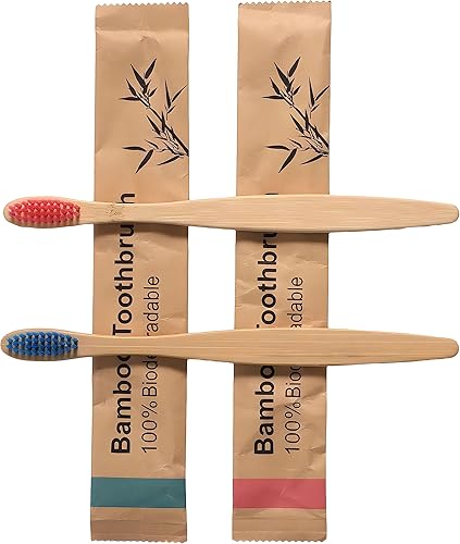 Miniatura 5 de Juego de cepillos de dientes de bambú natural colorido, cerdas suaves (multicolores)