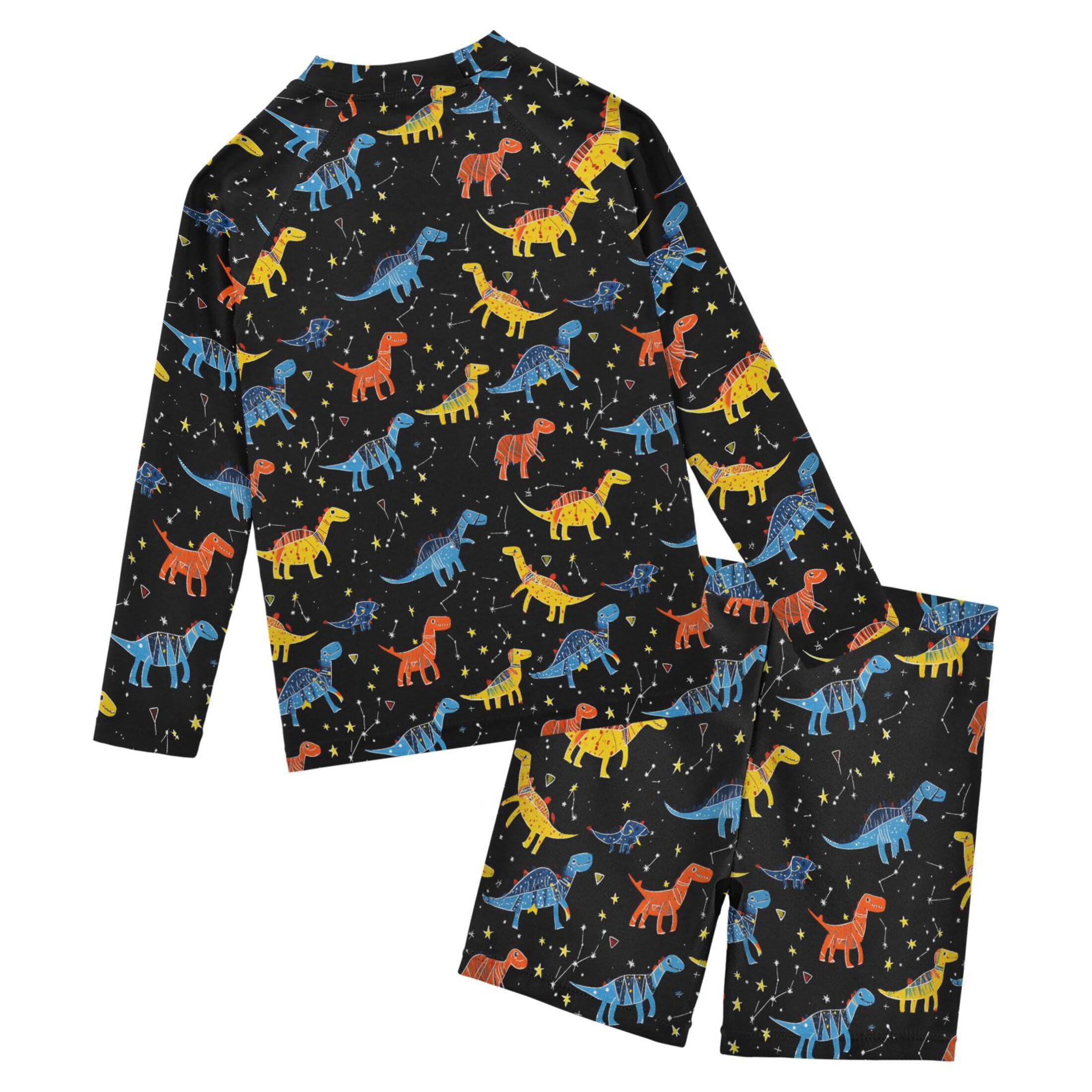 Dinosaur Dino Cute Baby Boys' Toddler Long Sleeved Rashguard Swim Bathing Suit Set B0403542