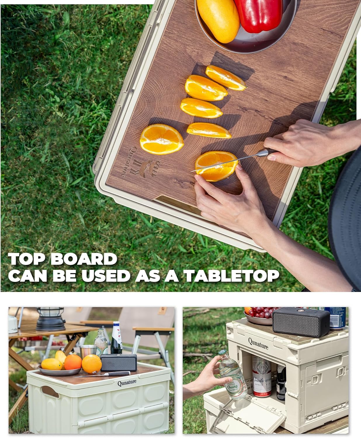 Collapsible Storage Bin with Lids 55L Camping Storage Box Foldable with Handle Plastic Organizing Stackable Storage Container for Outdoor Camping, Home, Fishing, Car RV, Office