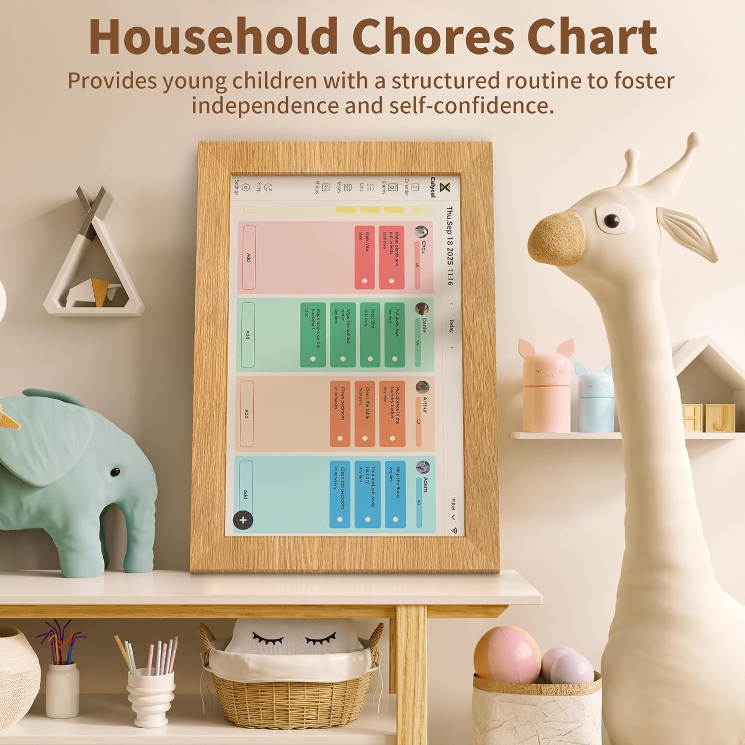 Calycal 10.1" Wall Planner Digital Calendar - Schedule Management, Chore Chart, Meal Planner, To Do List, and Digital Photo Frame,Smart Touchscreen Interactive Display, Perfectly Matches Home Decor