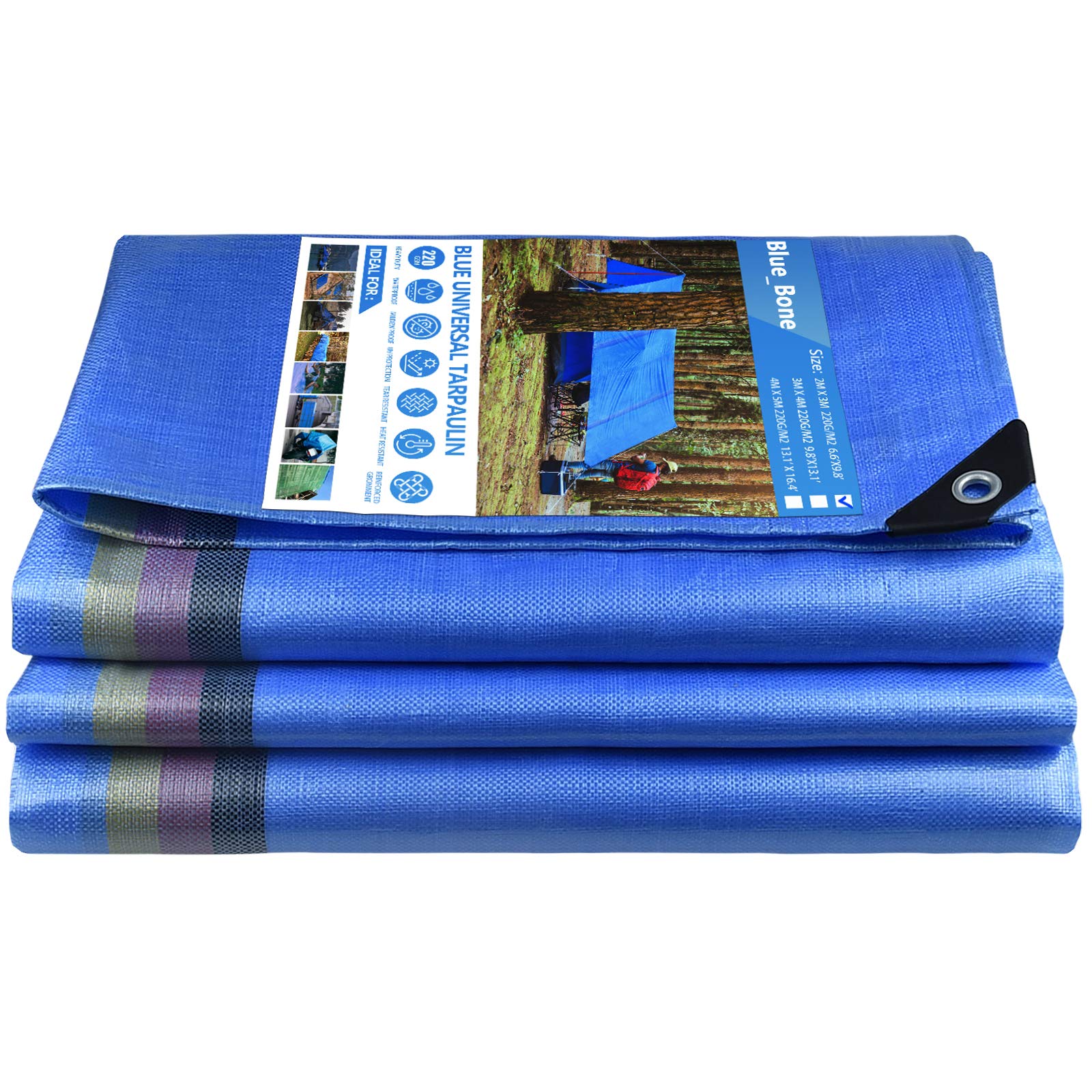 Buy Heavy Duty Tarpaulin Waterproof Tarp Blue Woven Sheet with