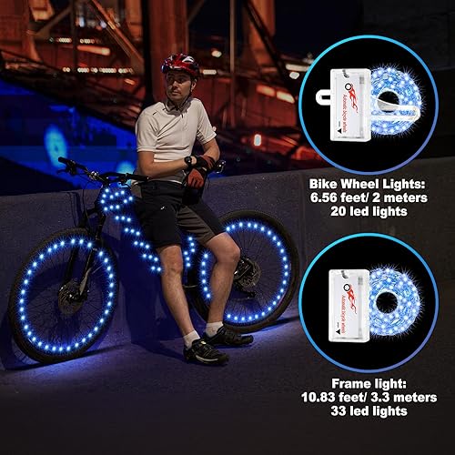 Miniatura 3 de Woanger 6 luces LED para bicicleta para montar por la noche, marco de bicicleta y luces de rueda, accesorios de decoración de bicicleta a
