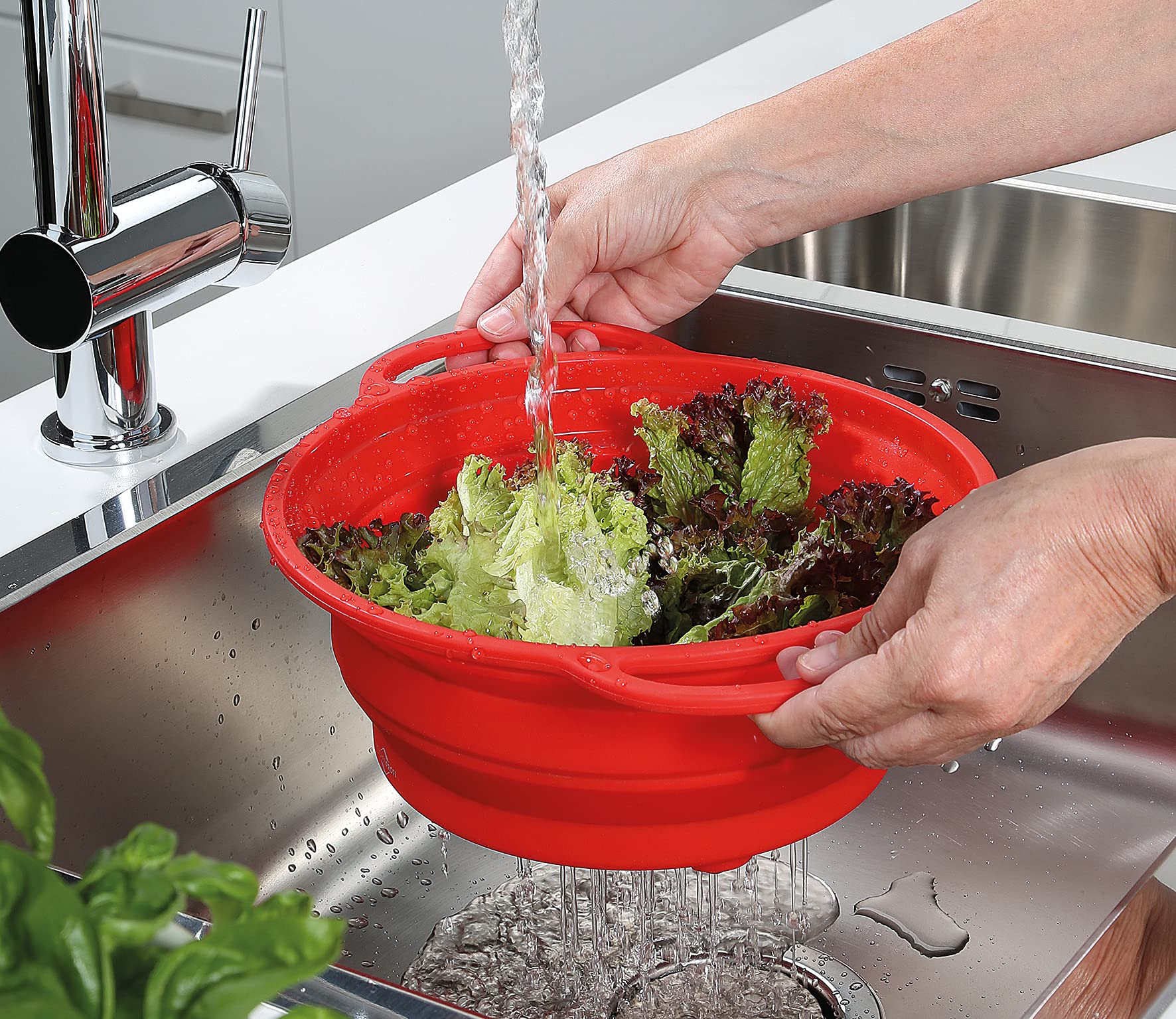 Küchenprofi 1410001424 Collapsible Colander 24 cm Red - Image 3